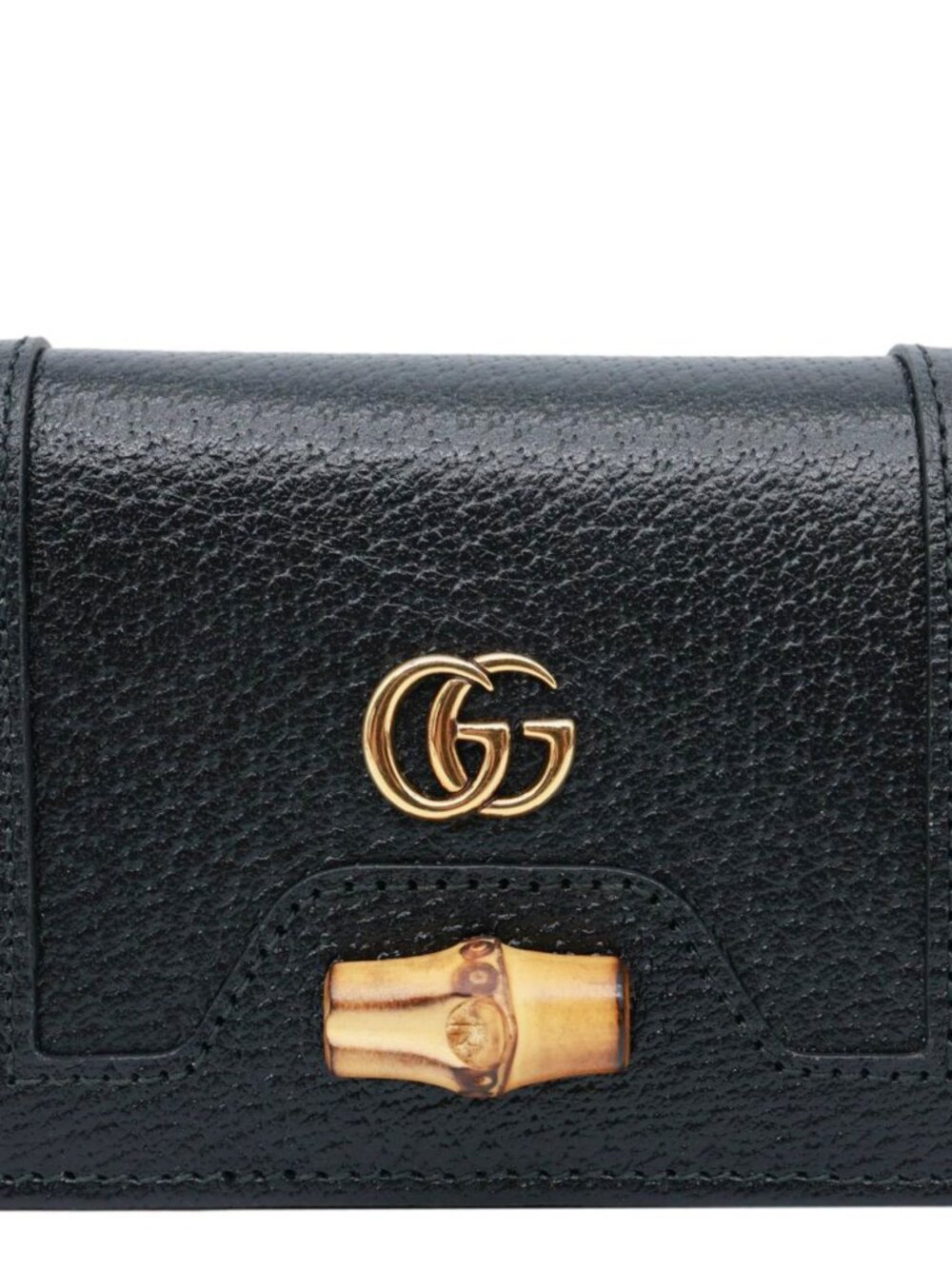 Gucci  Diana Small Bamboo Leather Card Case Wallet Black 658244